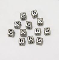 6mm Silver Metallic Alphabet Beads Black Letter "G" beads,alphabet.letter,