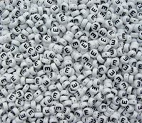 7mm Alphabet Disc Brite Beads - Letter "E" alphabet,beads,letters