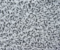 7mm Alphabet Disc Brite Beads - Letter "S" alphabet,beads,letters