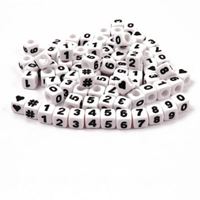 7mm Assorted Number Cube Brite Beads 100pc beads,number