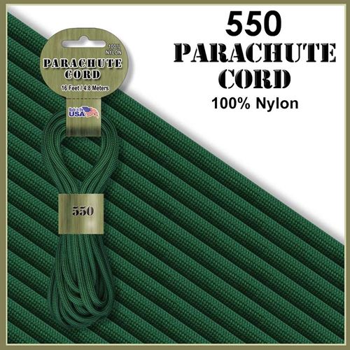 Kelly Green 550 Parachute Cord, 16ft.