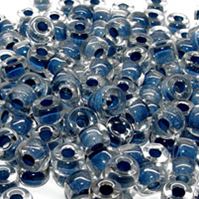 Montana Blue Lined Czech Glass 6mm Mini Pony Beads 100pc
