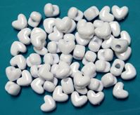 Opaque White Heart Shaped Pony Beads Vertical Hole hearts, beads, plastic, novelty, jewelry